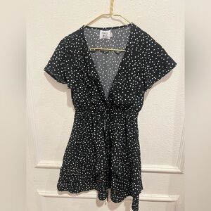 Princess Polly Gray and White Polka Dot Romper